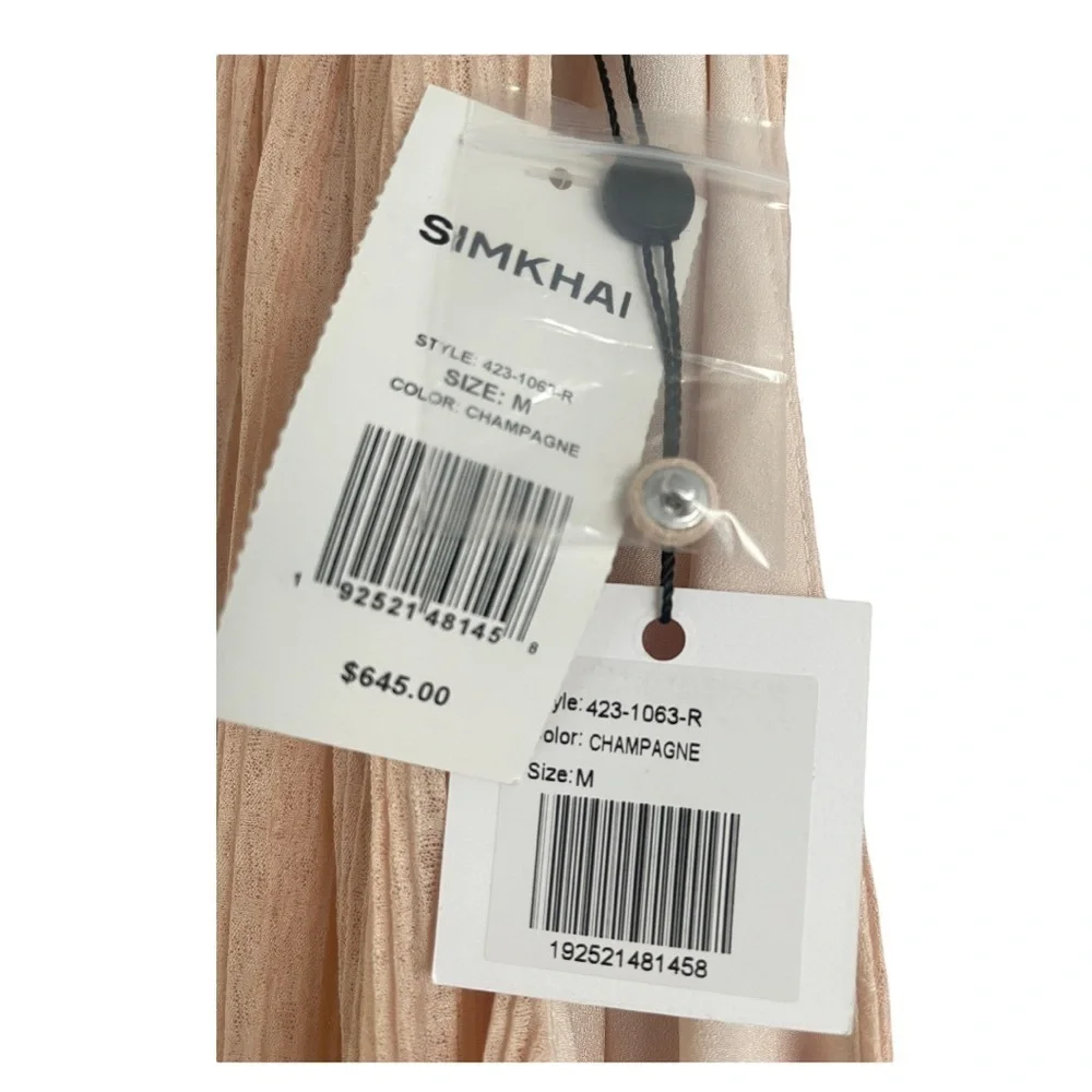 Jonathan Simkhai Textured Rita Halter Neck Shift Maxi Ruffle Dress NWT Sz Medium - Picture 5 of 11